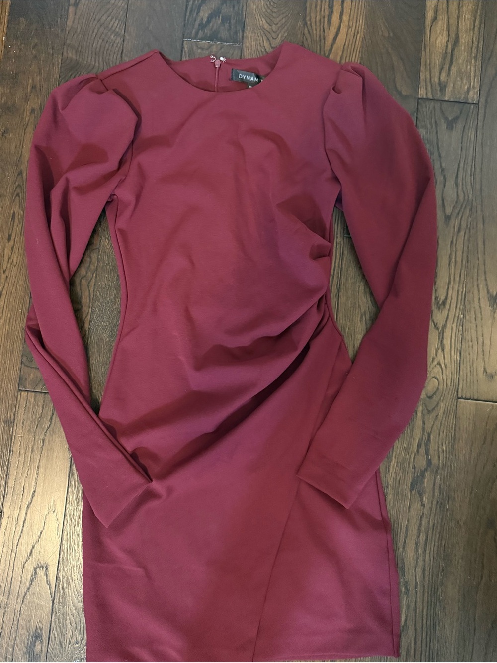 Dynamite Burgundy Long Sleeve Puff Shoulder Mini Dress XS